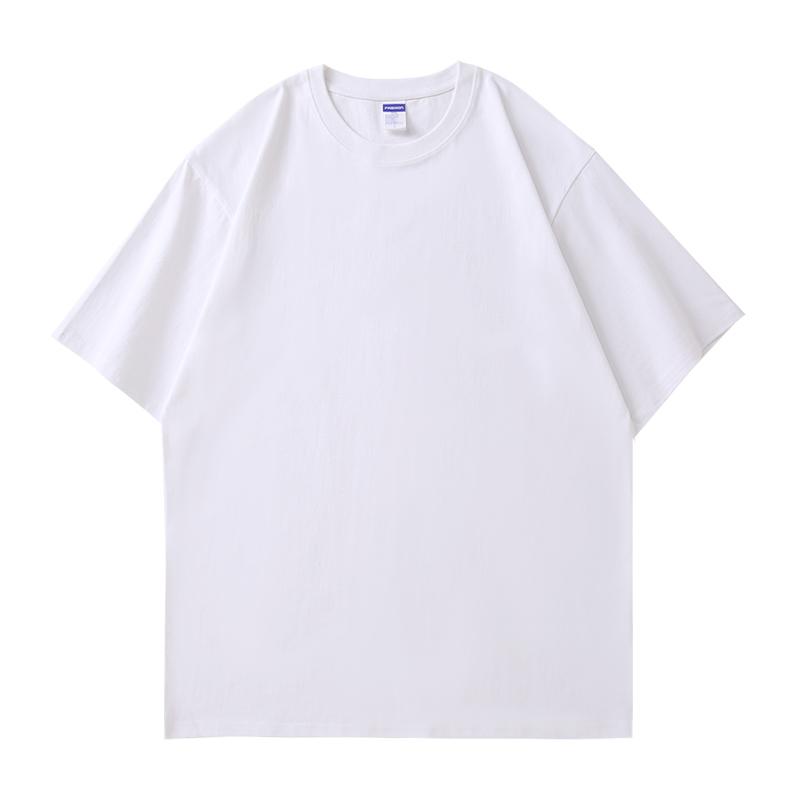 A5002-260g Off Shoulder Short Sleeved Round Neck Pure Cotton T-shirt