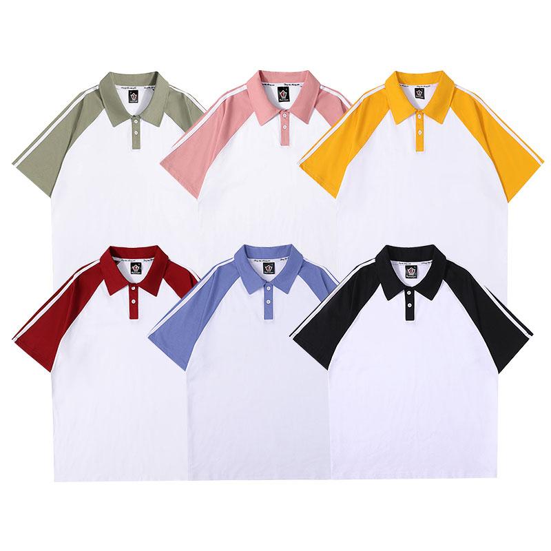 8723 # Port Style Color Blocked POLO Polo Short Sleeved Lapel