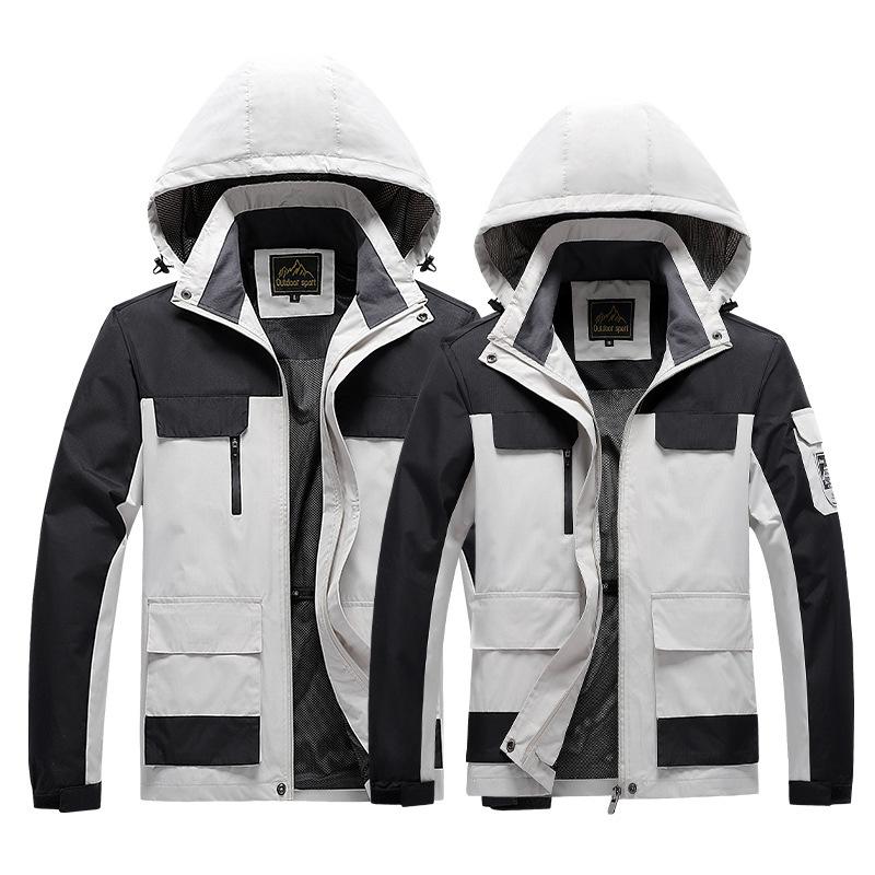 F8868 Spring And Autumn New Product Thin Hooded Stormtrooper Jacket Single Layer Mountaineering Large Size Pass Couple's Coat Multi Pocket Outdoor