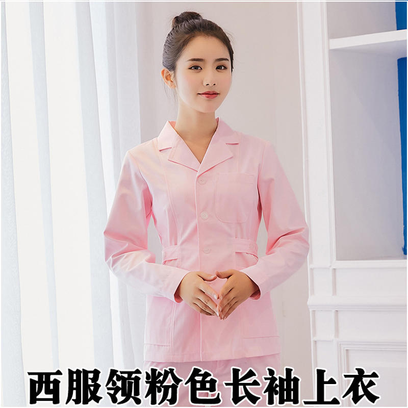 Suit Collar Pink Long Sleeved Top