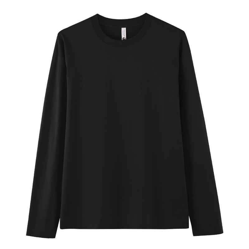 A7001-230g Heavy-duty Pure Cotton Straight Mouth Long Sleeved Round Neck T-shirt