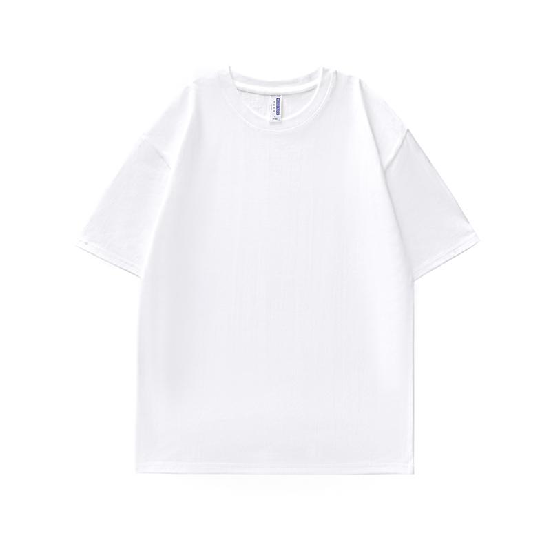 A5014-260g Off Shoulder Short Sleeved Round Neck Pure Cotton T-shirt