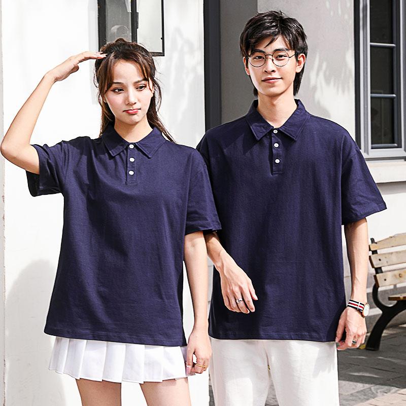 8721 # Combed Cotton Reverse Collar Shoulder Polo Five Quarter Sleeve Stand Collar