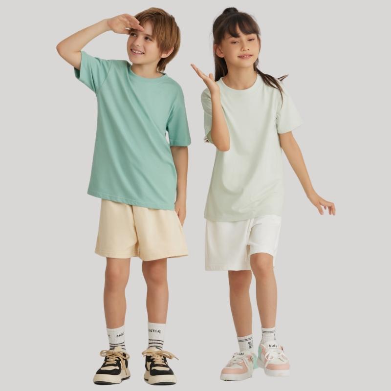 BT100   Children's Refreshing Pure Cotton Short Sleeved T-shirt With Short Sleeved Round Neck