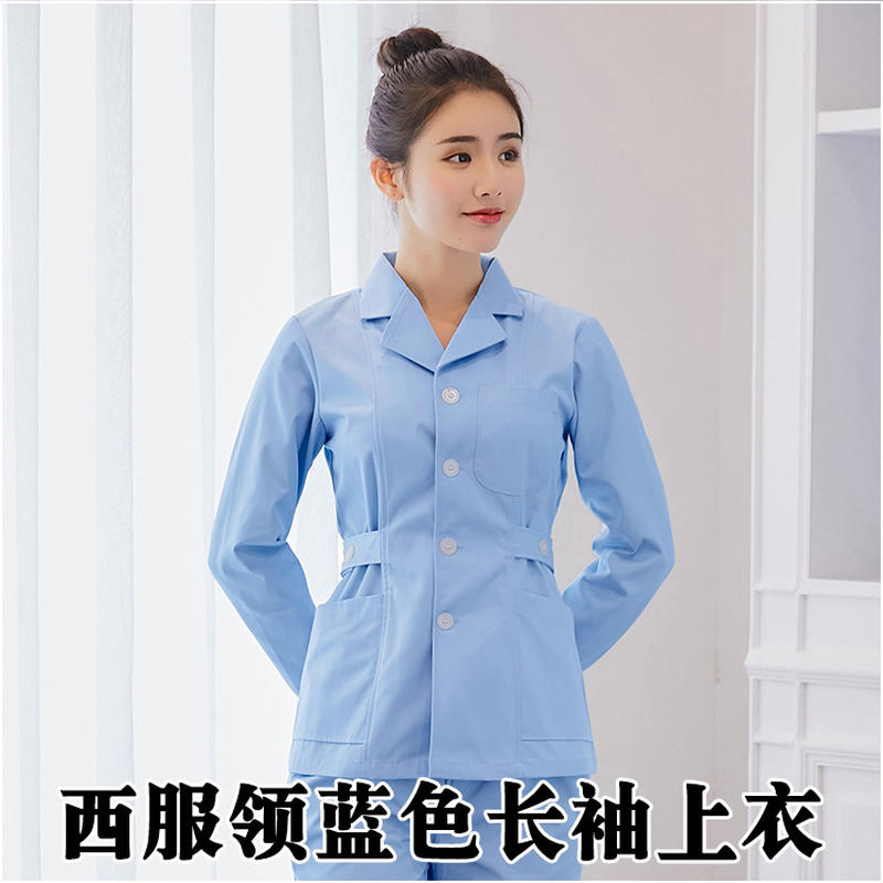 Suit Collar Blue Long Sleeved Top