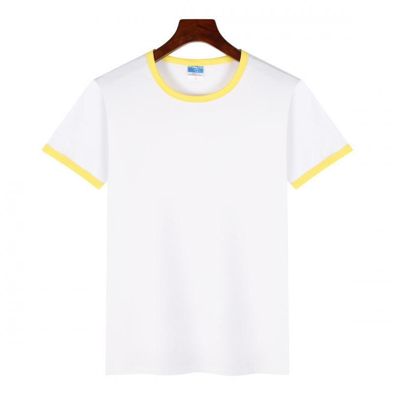 017-32 Pieces Of Chinese Cotton Edging Adult Round Neck Short Sleeved T-shirt Short Sleeved Round Neck