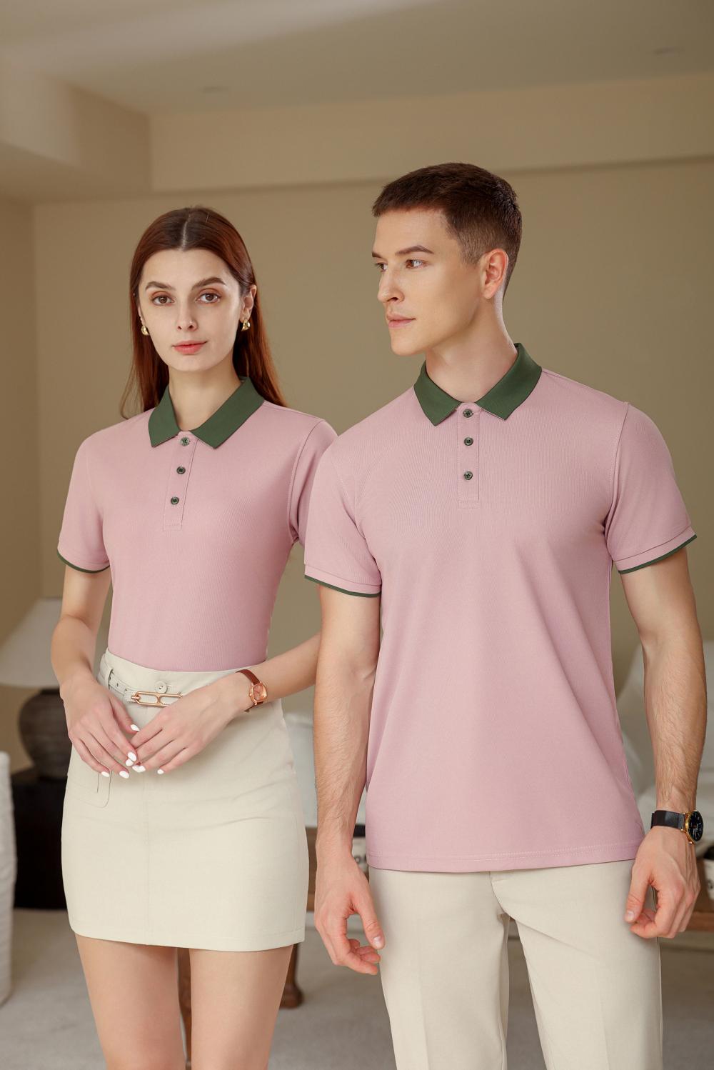 F6205-180g Color Blocking Splicing Shake Hand Internet Famous Polo Short Sleeved Round Neck