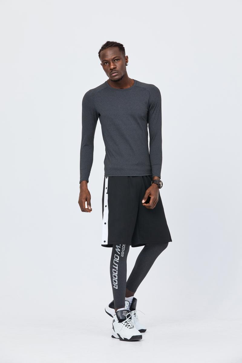 Mens 6291 # Men's Tight Clothes T-shirt Long Sleeve Round Neck