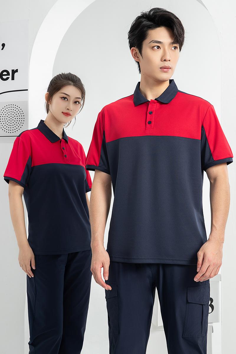 T02 Workwear Lapel Quick Drying Button Color Blocked POLO Short Sleeved Polo Short Sleeved Lapel