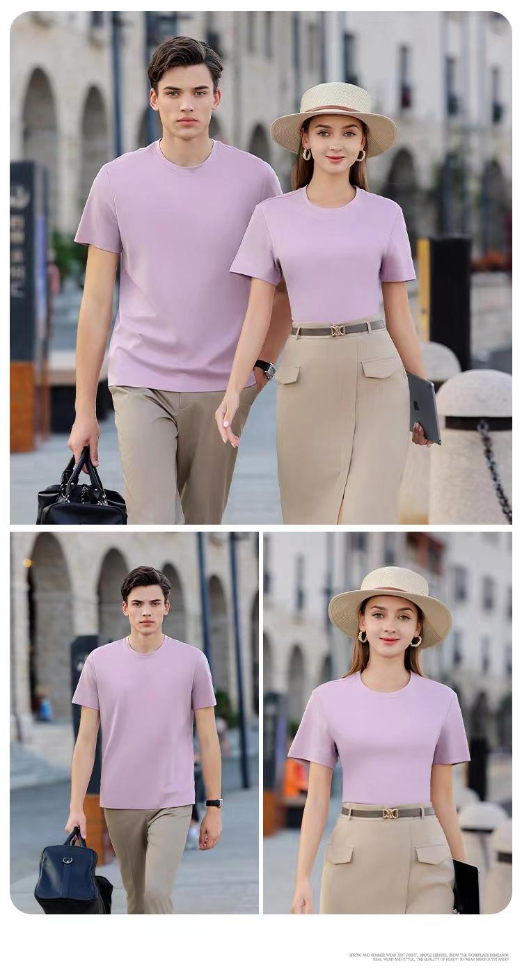 A5048-200g 50 Thread Jade Silk Double-sided Silk Cotton Round Neck Short Sleeved T-shirt Short Sleeved Round Neck