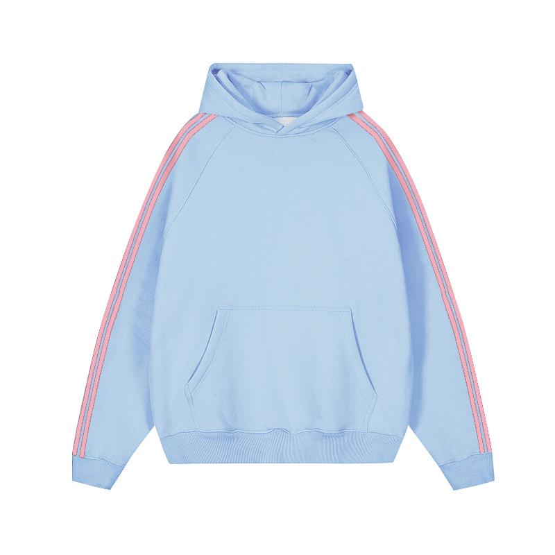 EP125-330g Food Wool Huamian Composite Milk Silk Trendy Brand Three Bar Striped Thin Hooded Sweatshirt Hooded Cover