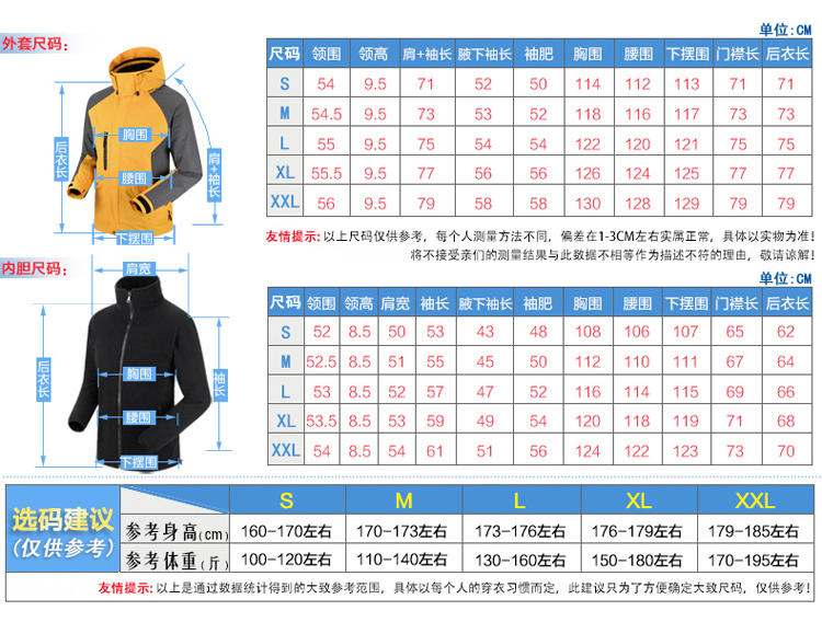 F1020 Detachable Three In One Two-piece Jacket With Inner Liner