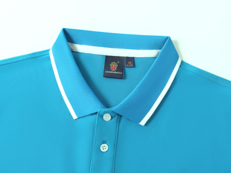 F8519-210g Combed Pure Cotton Double Bead Color Polo Short Sleeved Lapel