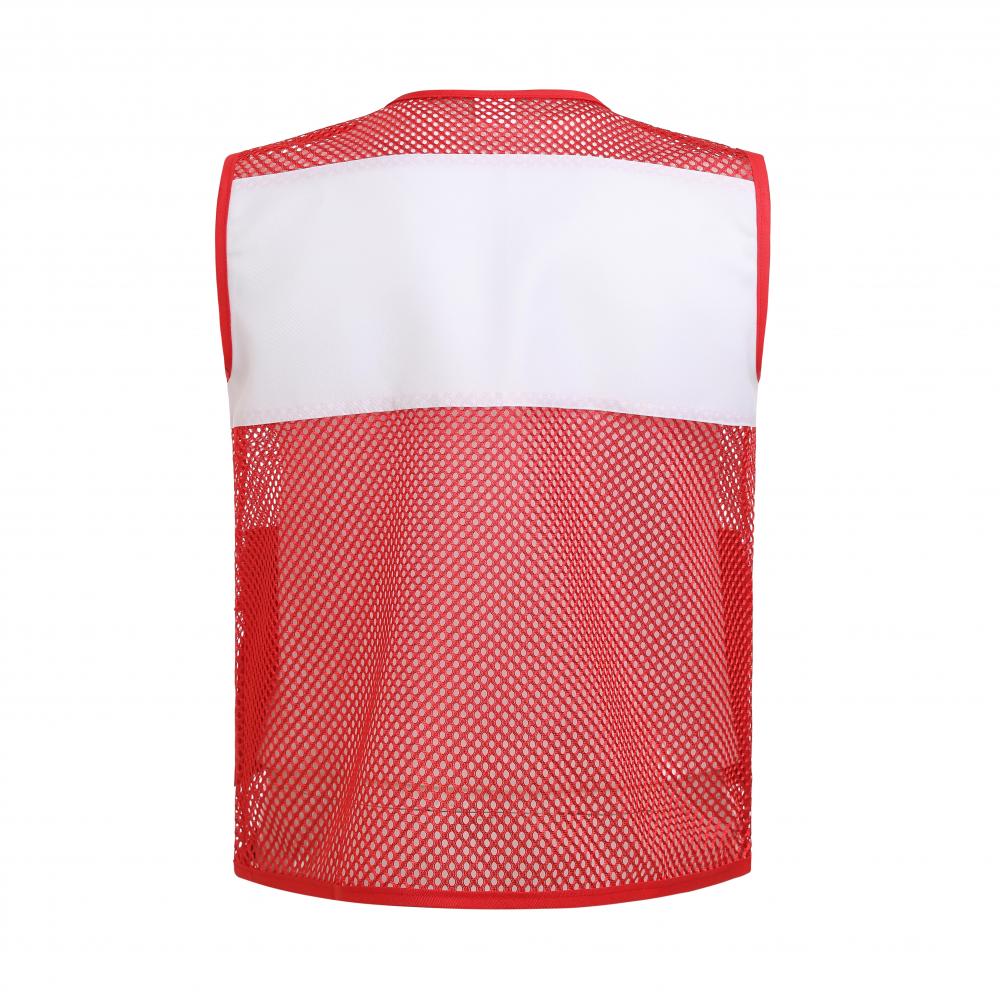 M4003- Fishing Net Red And White Color Blocked Vest Single-layer