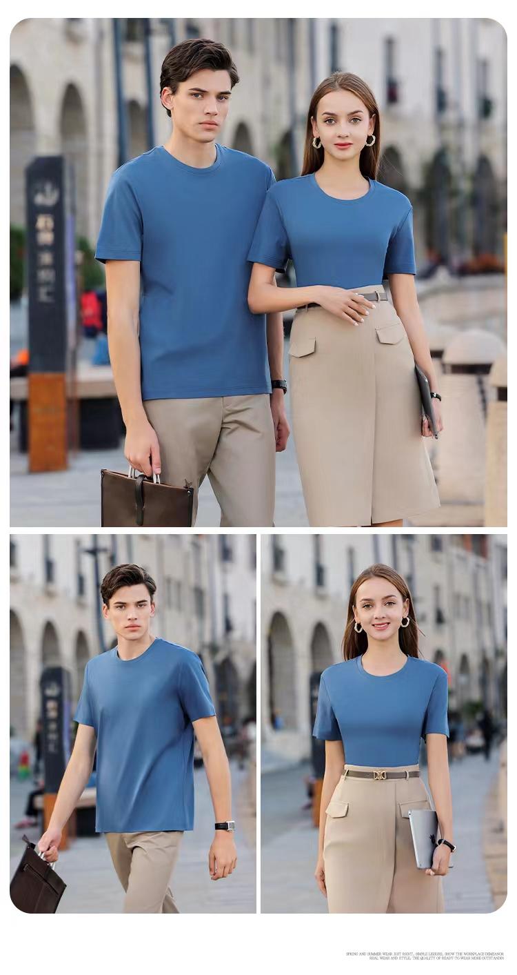 A5048-200g 50 Thread Jade Silk Double-sided Silk Cotton Round Neck Short Sleeved T-shirt Short Sleeved Round Neck