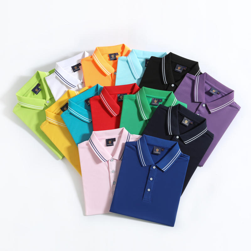 F191-180g Silk Cotton Intermediate Color Lapel Polo Short Sleeved Lapel