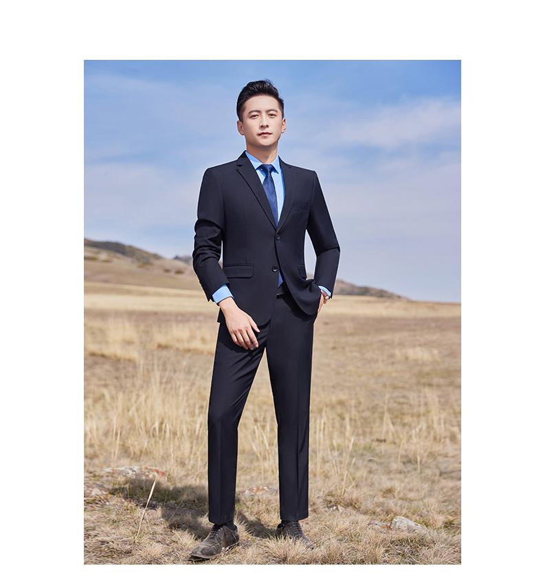 E198/Double Button Beadless Edge/Imitation Wool Thickened TR-460g Suit Set