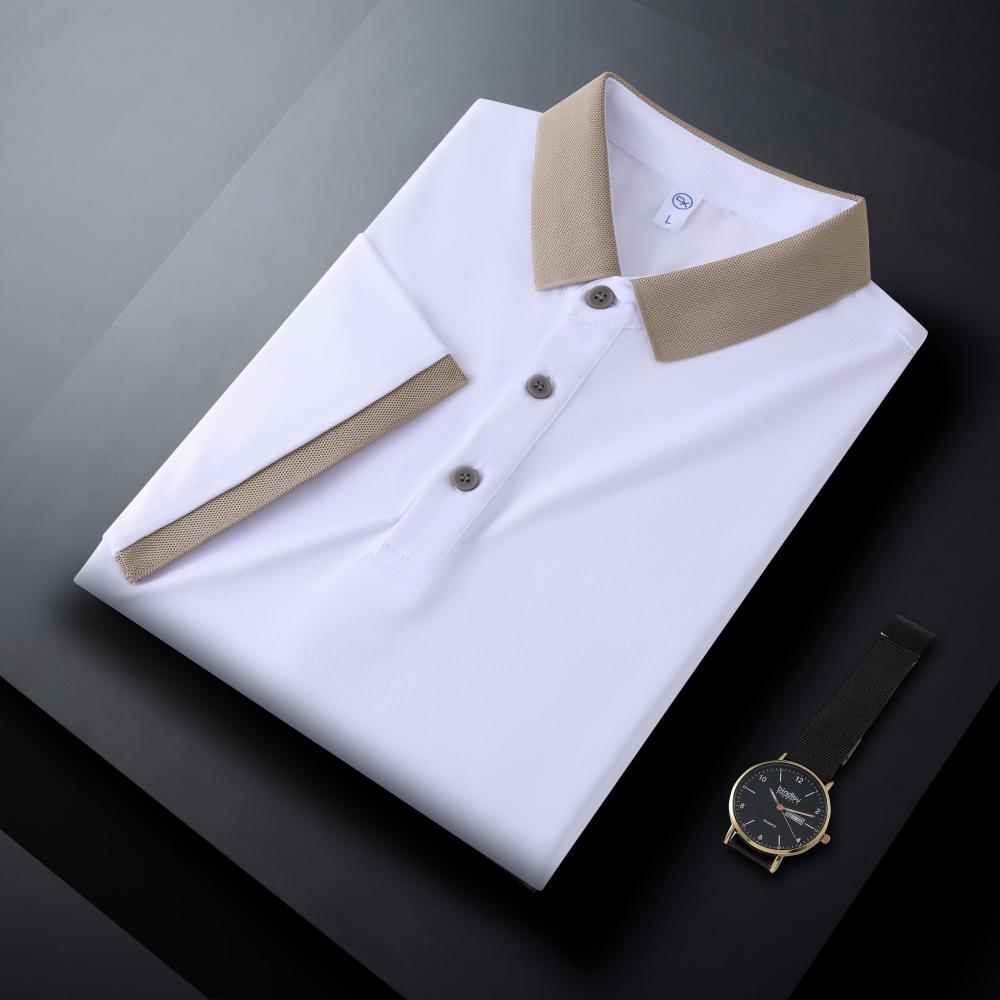 CX2601 Color Blocked Polo Short Sleeved Lapel