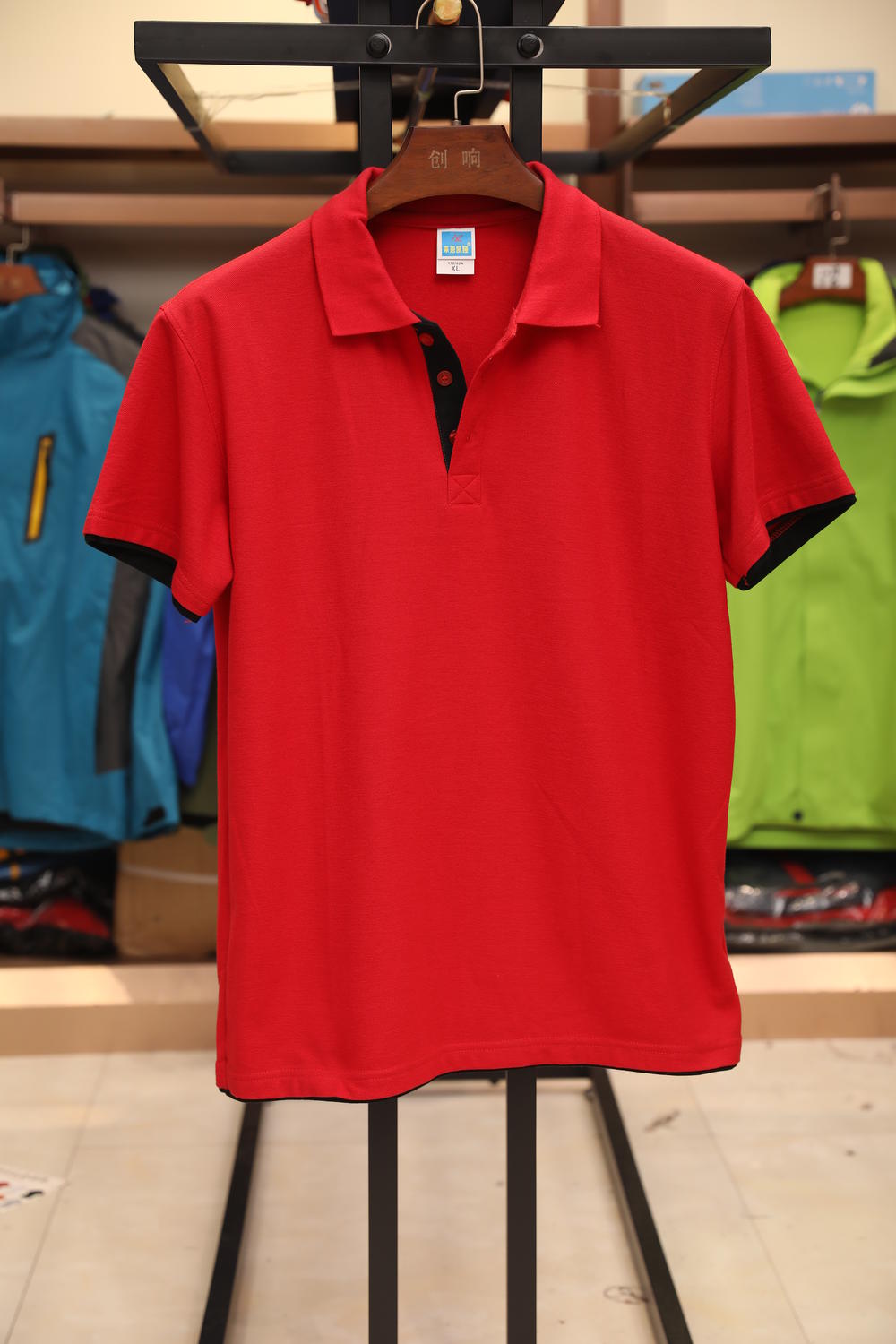 102TBG-A Thick Double Hem Polo Short Sleeve Collar