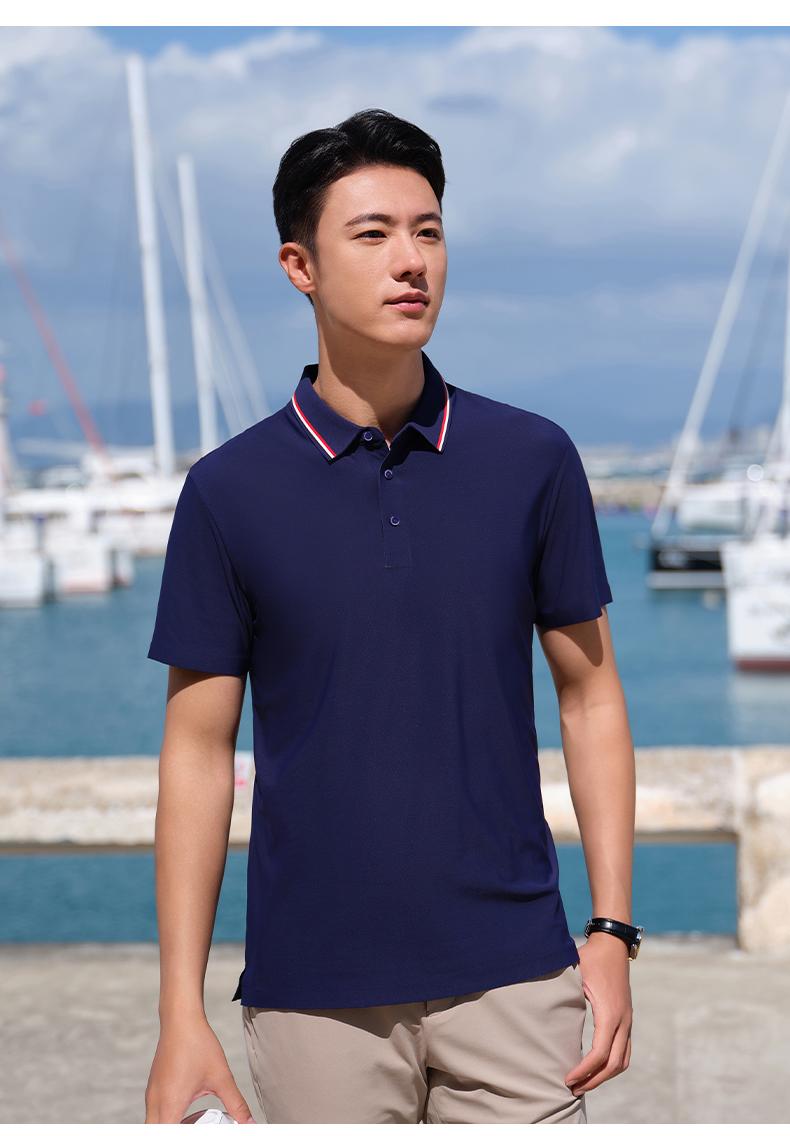 T61 Copper Ammonia Brocade Second Level Collar Seamless Lapel Polo Short Sleeved Lapel