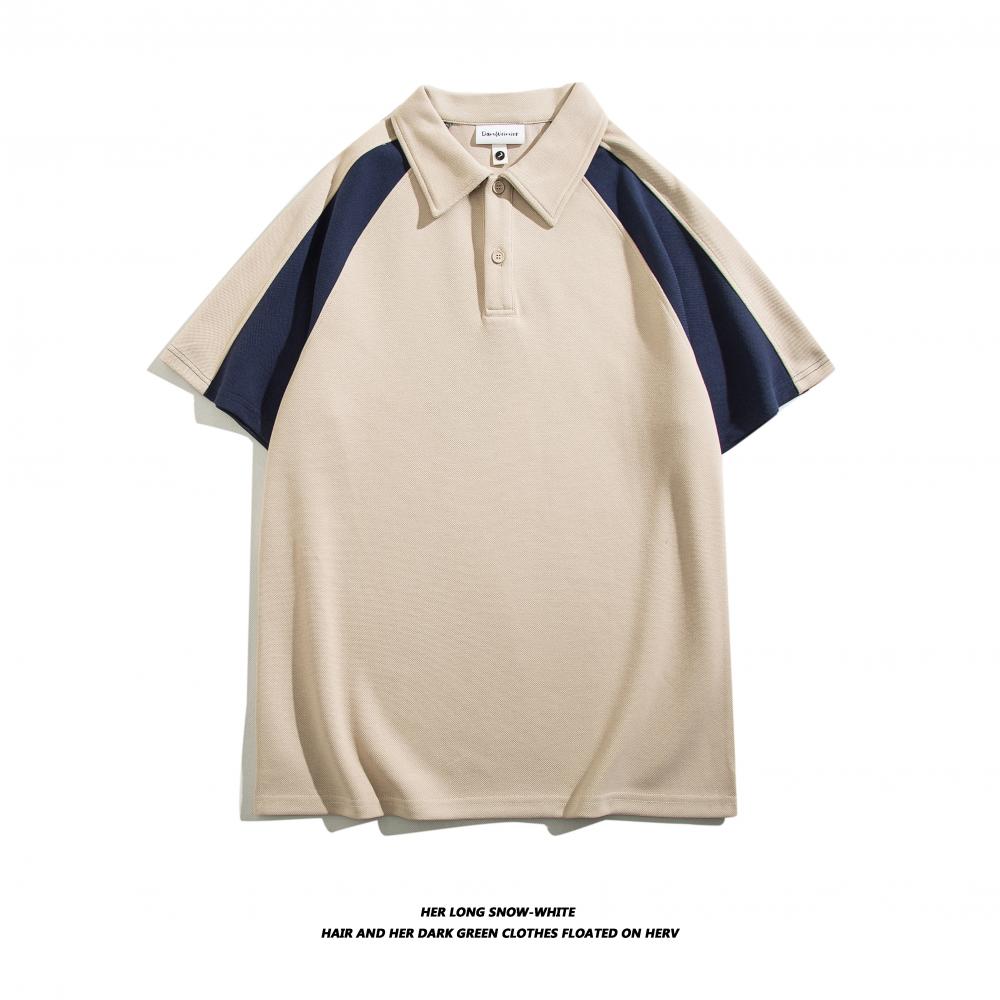 D1005-250g Zhudi Air Layer Trendy Brand Shoulder Piercing Color Collar Polo Short Sleeve Collar