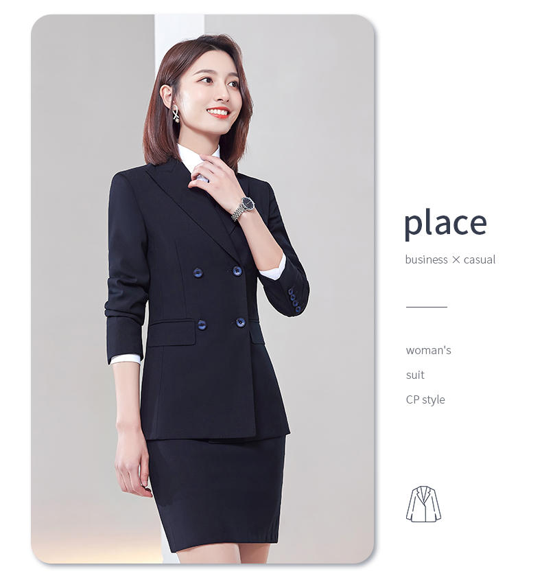 E-5 Style/thick Imitation Wool/double Breasted Suit (8 Colors - Out Of Stock, Customized Upon Order), Black Ample Suit Slim Fit Version