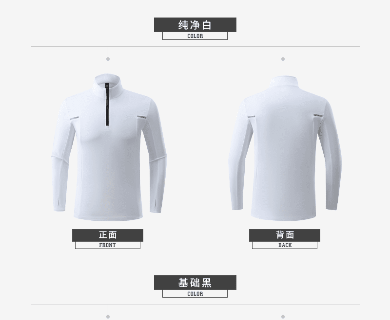 S9833 # Knitted Half Zipper Long Sleeve T-shirt Long Sleeve Round Neck