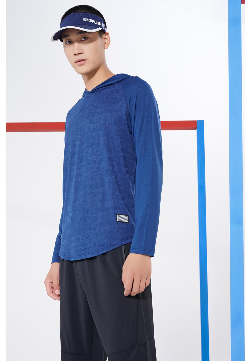 T9841 # Hooded Long Sleeved T-shirt Long Sleeved Round Neck