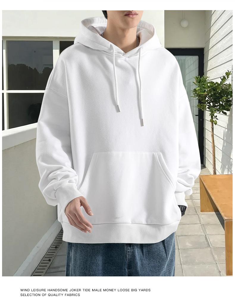 Full Polyester Cotton Left Diagonal Double Hoodie With Hat, Shoulder Drop, Round Neck