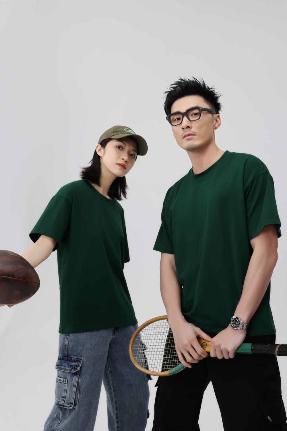 BT2666 (heavy Weight 260g, 32 Count Double Yarn Pure Cotton Round Neck) T-shirt With Loose Shoulder Width