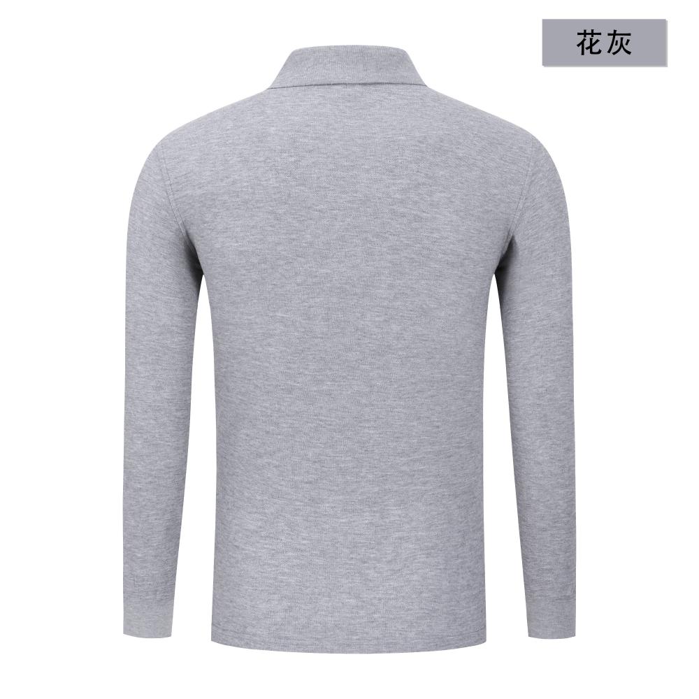 P3005 # 210g Combed Pure Cotton Double Bead Solid Color Long Sleeved Polo Long Sleeved Lapel