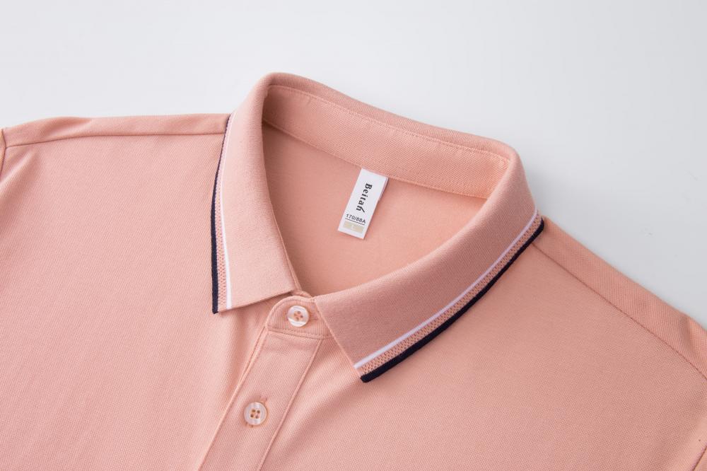 BT6698 Mulberry Silk Intercolor Collar Polo Short Sleeve Collar