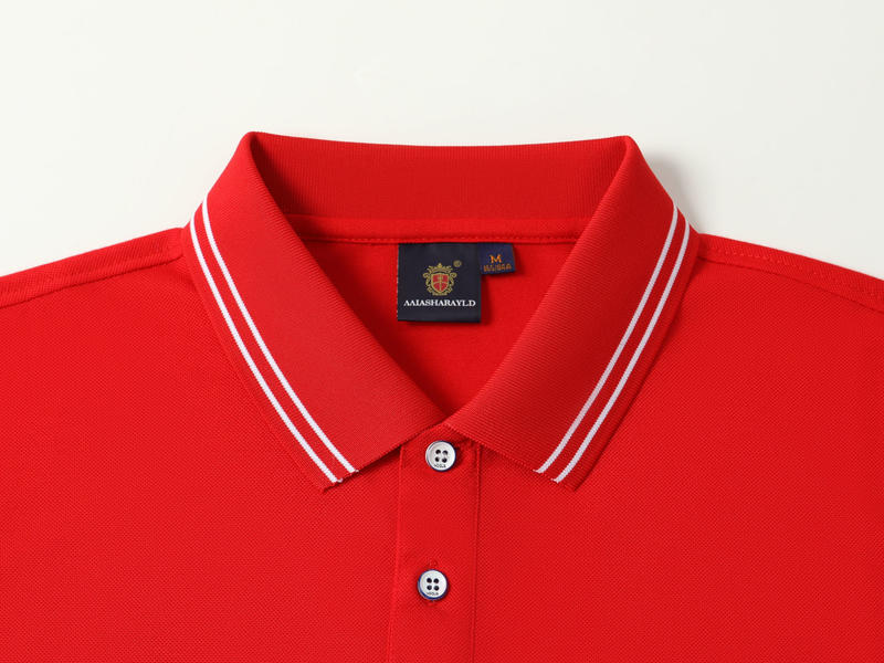 F191-180g Silk Cotton Intermediate Color Lapel Polo Short Sleeved Lapel