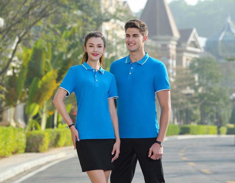 F8519-210g Combed Pure Cotton Double Bead Color Polo Short Sleeved Lapel