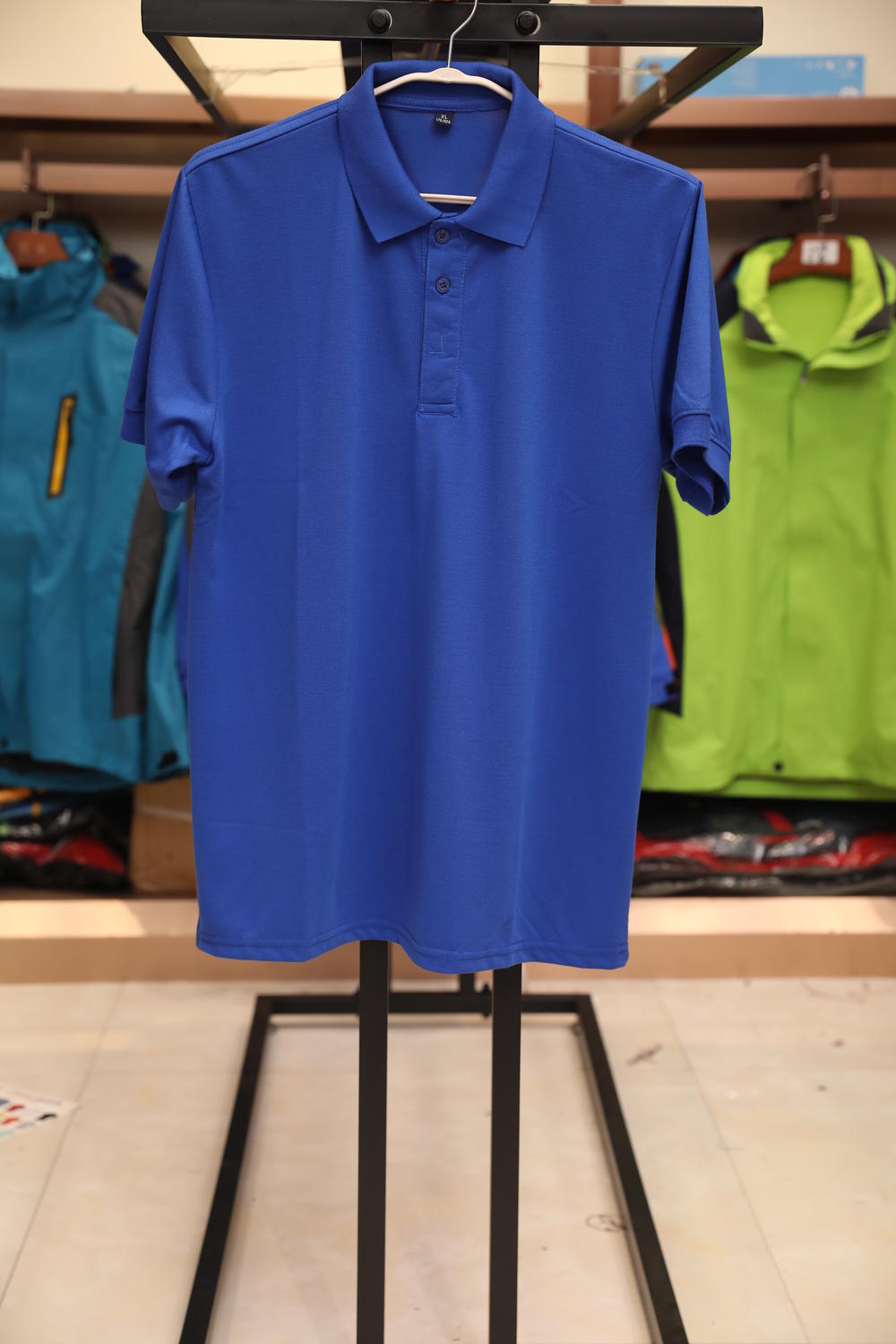 181TBB Solid Color Bead Polo Short Sleeved Lapel