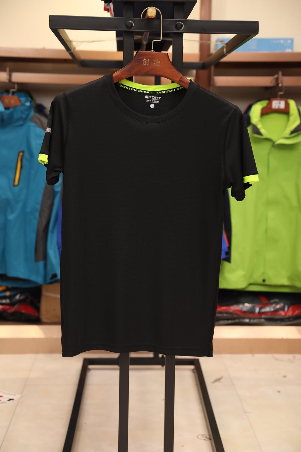 7111 Grid Quick Drying T-shirt Short Sleeved Round Neck