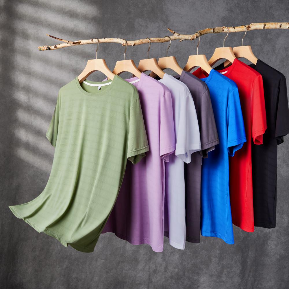 F8004 # Nylon Ice Feel Round Neck T-shirt Short Sleeve Round Neck