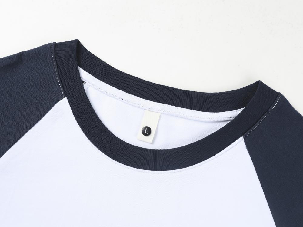 A5045-250g Trendy Brand Shoulder Insertion Round Neck Short Sleeved Cotton T-shirt Short Sleeved Shoulder Insertion