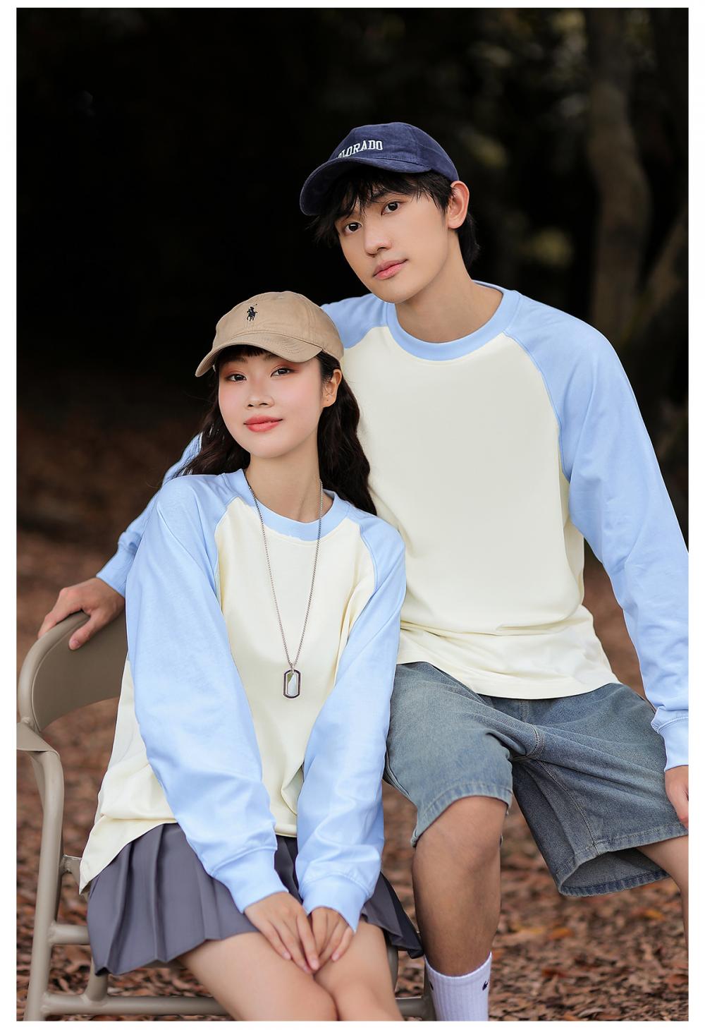 78099 # 260g Raglan Long Sleeved T-shirt Long Sleeved Round Neck