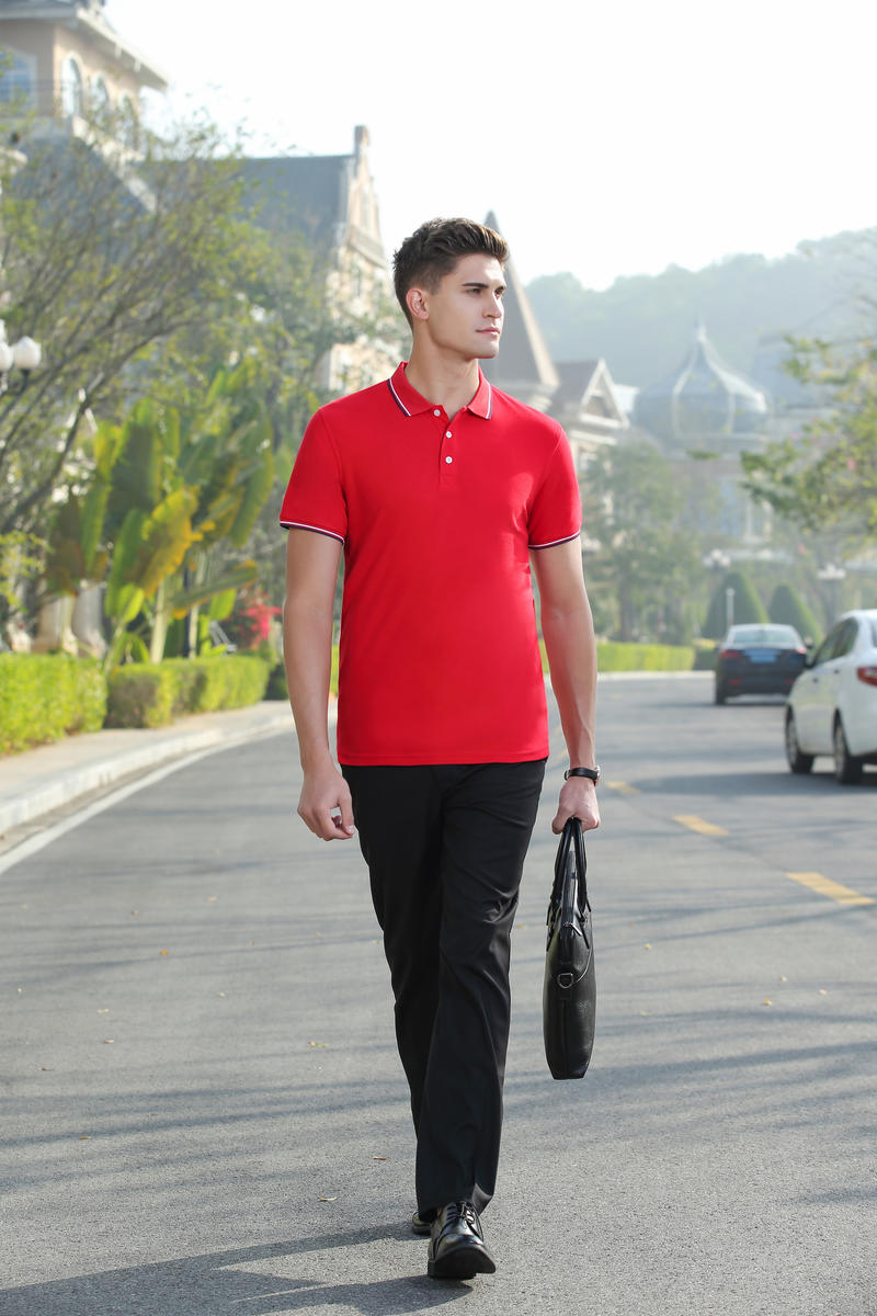 F8518-210 Grams Combed Pure Cotton Double Bead Color Version POLO Collar Short Sleeved Polo Short Sleeved Collar