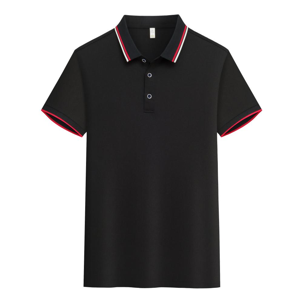 2308 Contrasting Collar Lapel Polo Short Sleeved Lapel