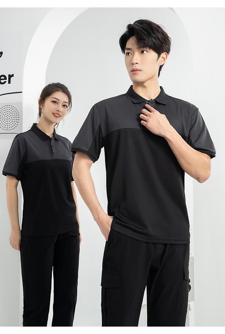 T02 Workwear Lapel Quick Drying Button Color Blocked POLO Short Sleeved Polo Short Sleeved Lapel