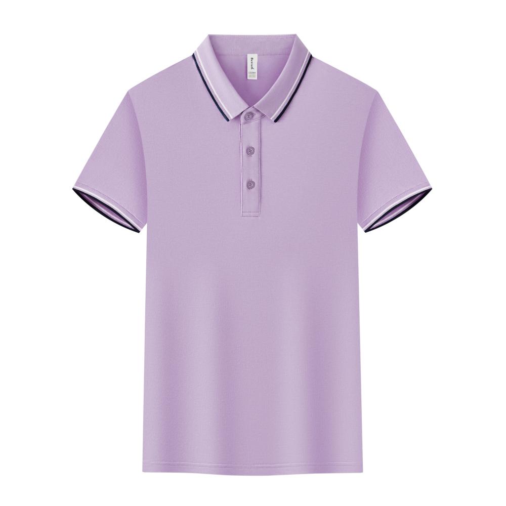 BT6698 Mulberry Silk Intercolor Collar Polo Short Sleeve Collar