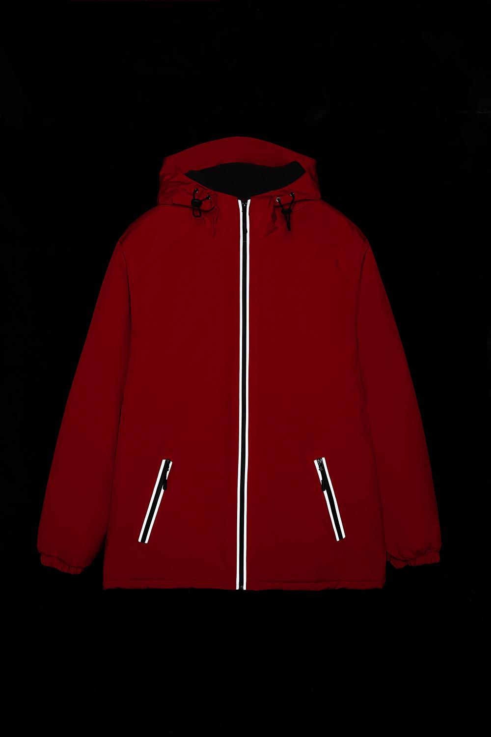 F8802 Reflective Zipper Single Layer Velvet Thickened Windproof And Warm Hooded Jacket With One Piece Thickening