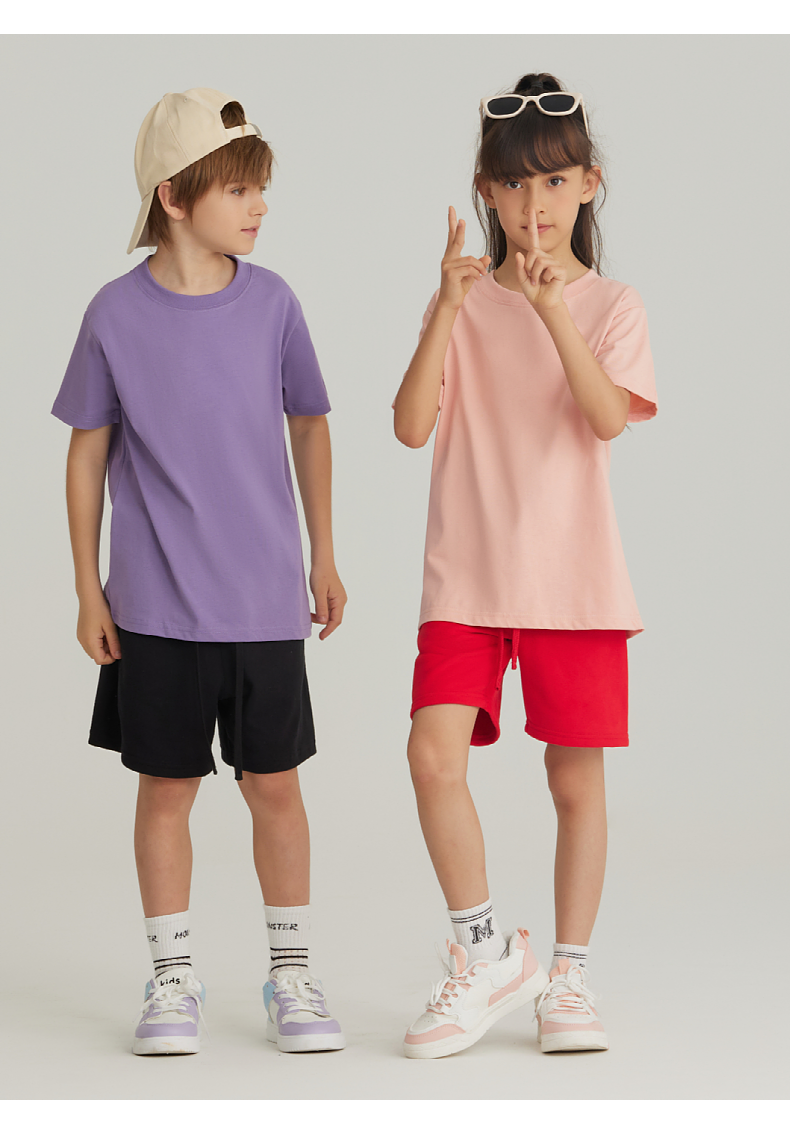 BT100   Children's Refreshing Pure Cotton Short Sleeved T-shirt With Short Sleeved Round Neck