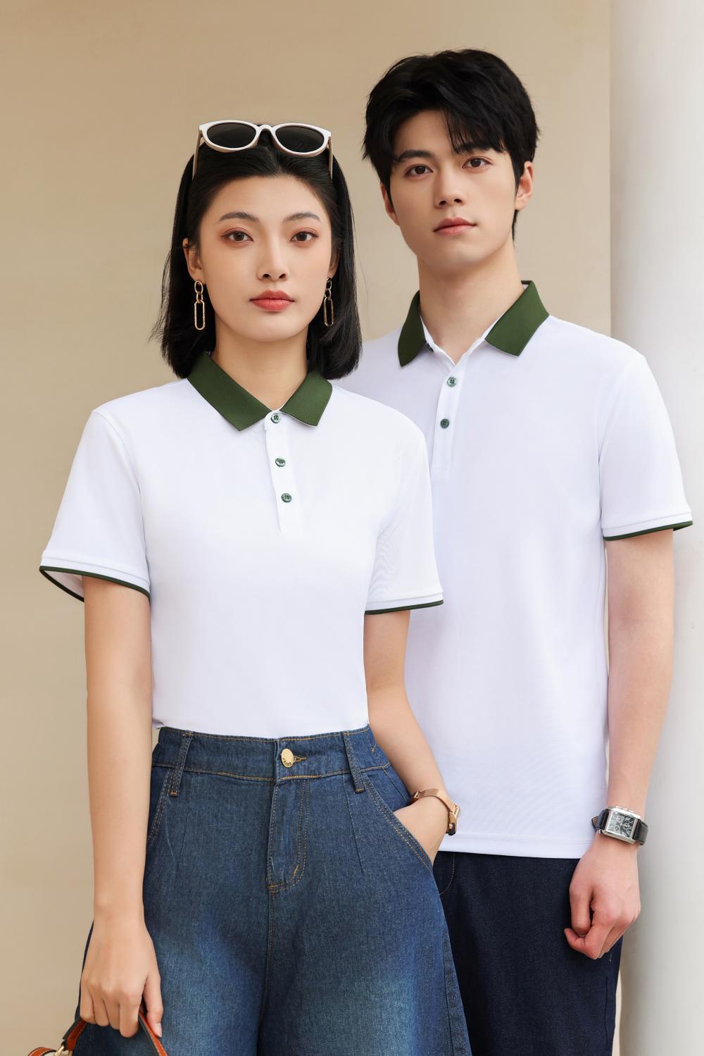 9112 Nylon+spandex Dynamic Bead Contrasting Collar Polo Short Sleeved Collar