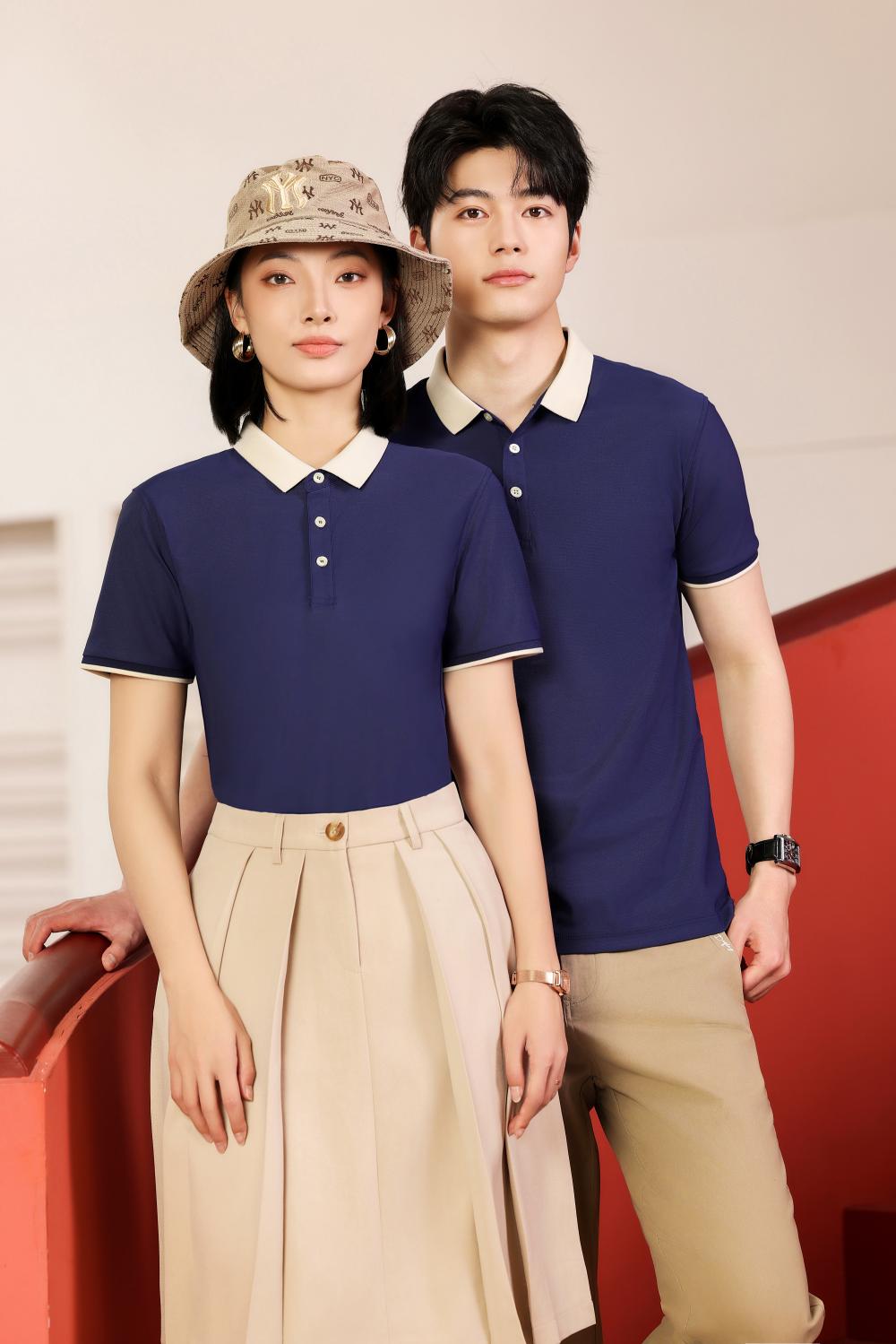 9112 Nylon+spandex Dynamic Bead Contrasting Collar Polo Short Sleeved Collar