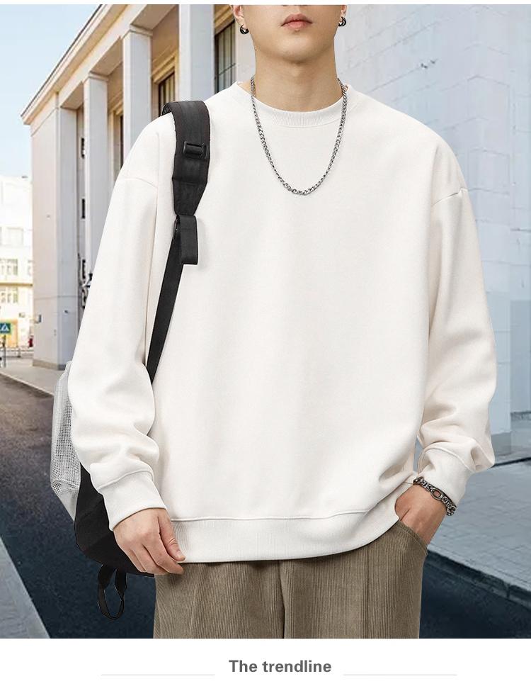 Composite Cotton Fleece Front Shoulder Sweatshirt With Round Neck