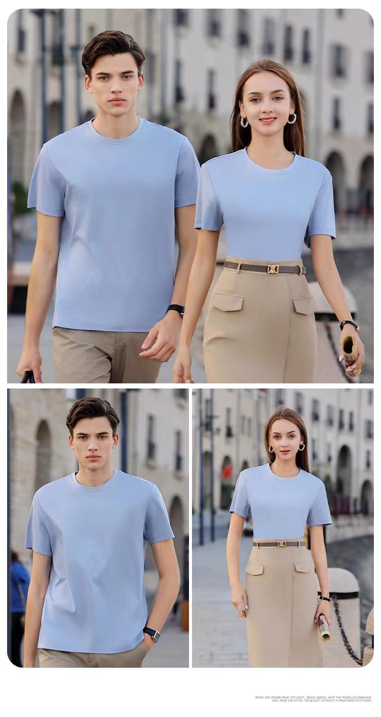 A5048-200g 50 Thread Jade Silk Double-sided Silk Cotton Round Neck Short Sleeved T-shirt Short Sleeved Round Neck