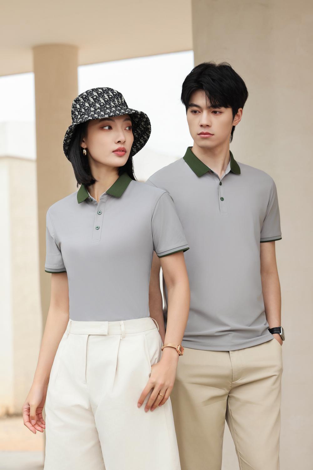 9112 Nylon+spandex Dynamic Bead Contrasting Collar Polo Short Sleeved Collar